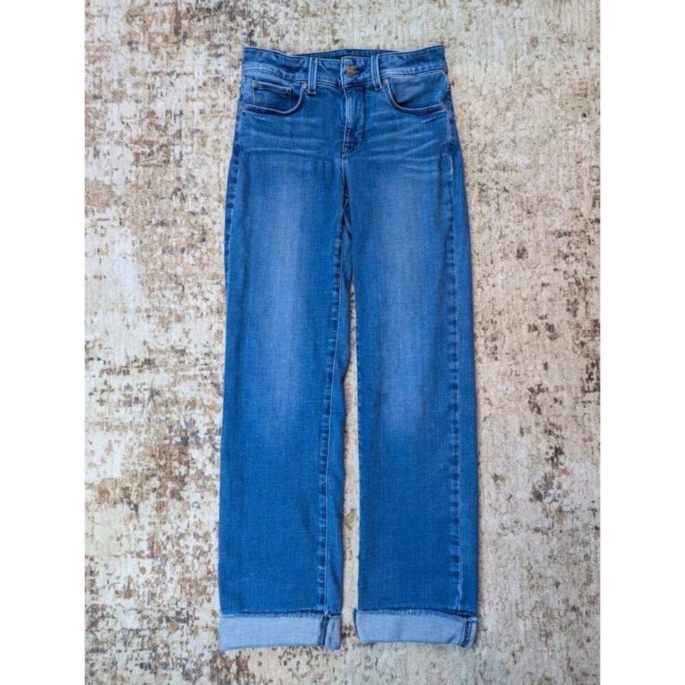 NYDJ Marilyn Straight Leg Jeans Medium Wash Cuffed Hem Women's Size 0